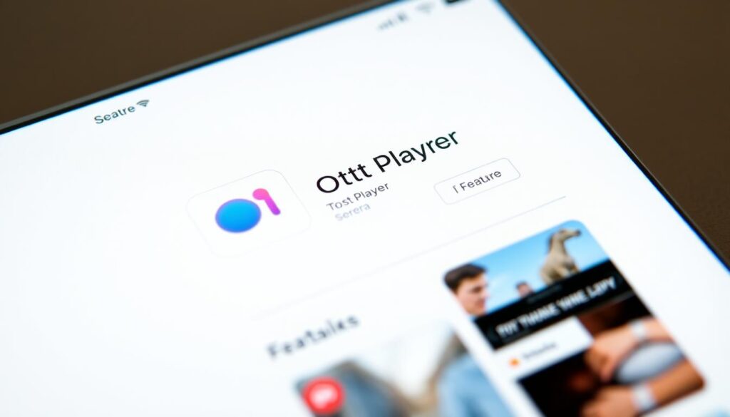 A high-resolution, detailed image of the Apple App Store interface, displaying the "OttPlayer" app icon and title prominently in the center. The interface has a clean, contemporary design with a light, airy atmosphere. The app listing page showcases the app's features and screenshots in an inviting, visually appealing manner. The image is captured at an angle that emphasizes the simplicity and intuitiveness of the App Store experience, encouraging the viewer to easily locate and download the OttPlayer app.
