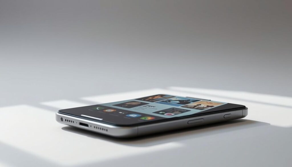 A modern, sleek iPhone or iPad device with the Apple App Store interface prominently displayed. The device is positioned in a well-lit, minimalist studio setting, capturing the elegant and premium design aesthetic of Apple products. The App Store screen shows a search results page for "iptv", highlighting various IPTV app options available for iOS devices. The scene conveys a sense of simplicity, functionality, and the seamless integration of Apple's software and hardware. The lighting is natural and soft, accentuating the device's metallic finish and the vibrant colors of the App Store interface.