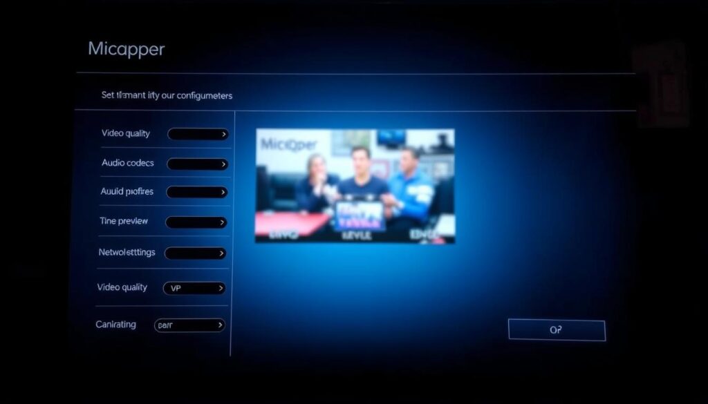 A sleek, modern configuration panel for a Smart IPTV device. In the foreground, a set of intuitive controls and options for setting up various parameters - video quality, audio codecs, network settings, and more. In the middle ground, a live video preview, showcasing the IPTV service's content. The background features a subtle gradient or a minimalist, tech-inspired pattern, creating a sense of depth and sophistication. The overall aesthetic is clean, user-friendly, and visually appealing, reflecting the effortless setup and optimization of the Smart IPTV system. Soft, directional lighting illuminates the scene, highlighting the key elements and creating a sense of depth and balance.